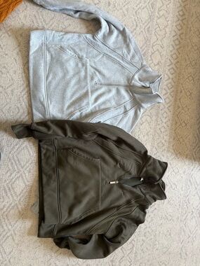 2-Pack Quarter-Zip Pullovers - Light Gray & Olive